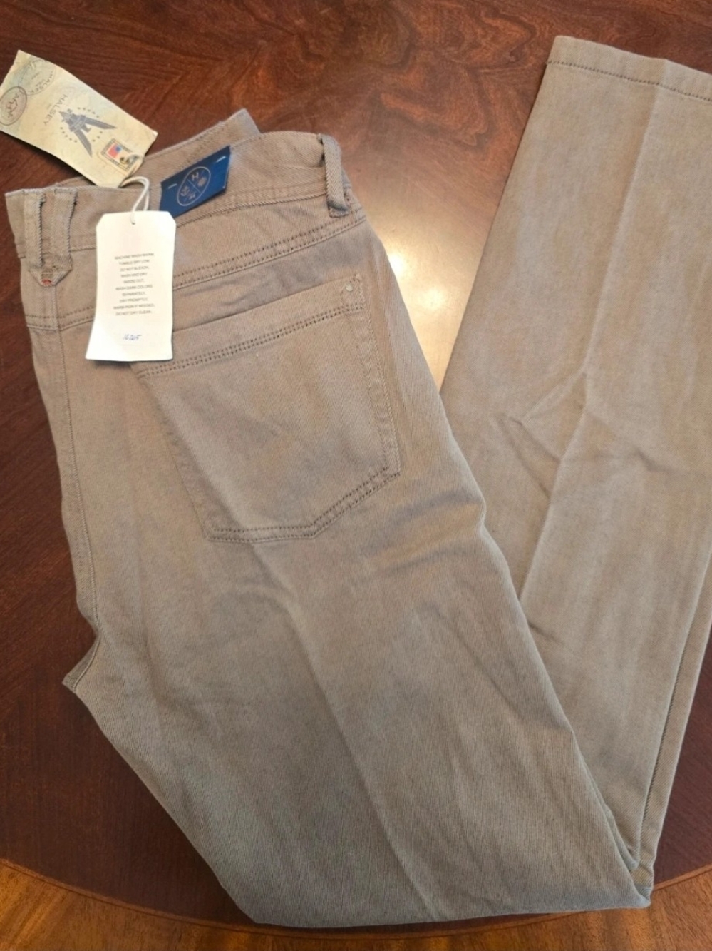 Halsey 1944 Mens Pants 34 Taupe Brown Stretch 5 Pocket Garment Dyed NWT